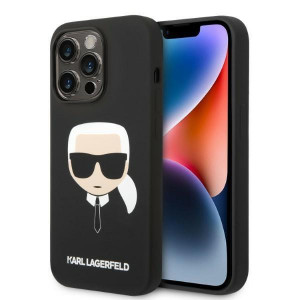 Оригинален твърд гръб KARL LAGERFELD Silicone Karl's Head KLHMP14LSLKHBK MagSafe - iPhone 14 Pro черен - Img 1
