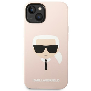 Оригинален твърд гръб KARL LAGERFELD Silicone Karl's Head KLHMP14MSLKHLP MagSafe - iPhone 14 Plus светлорозов - Img 3