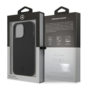 Оригинален твърд гръб MERCEDES Leather Meshed Metal Logo MEHCP13LMBLBK - iPhone 13 Pro черен - Img 8