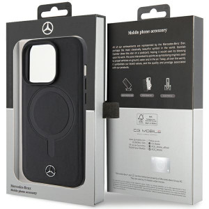 Оригинален твърд гръб MERCEDES Smooth Leather MagSafe - iPhone 15 Pro черен - Img 8