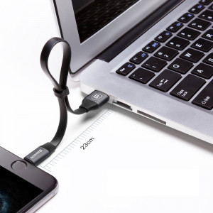 Плосък кабел за зареждане и данни със закопчалка BASEUS Nimble USB Type A към Lightning 2A 0.23m черен (CALMBJ-B01) - Img 11