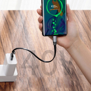 Плосък кабел за зареждане и данни BASEUS Simple HW USB Type A към USB Type C с бързо зареждане 3.0 5A 40W 0.23m (CATMBJ-BG1) сив - Img 11