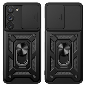 Подсилен гръб Hybrid Armor Camshield с подвижно покритие за камерата и стойка - Samsung Galaxy S23 син - Img 9