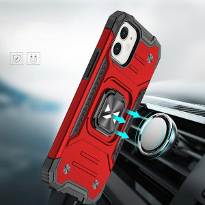 Подсилен гръб WOZINSKY Ring Armor със стойка - iPhone 14 червен - Img 6