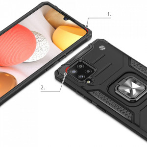Подсилен гръб WOZINSKY Ring Armor със стойка - Samsung Galaxy A42 5G черен - Img 2