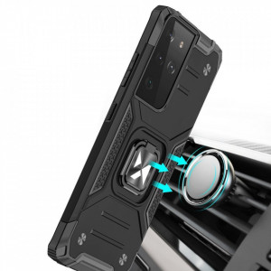 Подсилен гръб WOZINSKY Ring Armor със стойка - Samsung Galaxy S22 Ultra син - Img 6