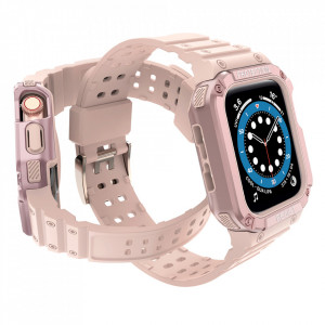 Подсилен калъф за корпус с каишка Protect - Apple Watch 41mm Series 9 / 41mm Series 8 / 41mm Series 7 / 40mm Series 6 / 40mm SE / 40mm Series 5 / 40mm Series 4 / 38mm Series 3 / 38mm Series 2 розов - Img 3