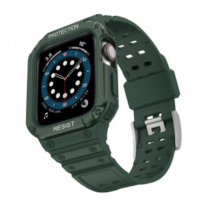 Подсилен калъф за корпус с каишка Protect - Apple Watch 41mm Series 9 / 41mm Series 8 / 41mm Series 7 / 40mm Series 6 / 40mm SE / 40mm Series 5 / 40mm Series 4 / 38mm Series 3 / 38mm Series 2 зелен - Img 2