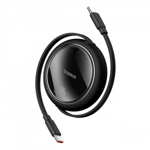 Прибиращ се кабел за зареждане и данни BASEUS Free2Draw Mini USB Type C към USB Type C 100W 1m черен - Img 1