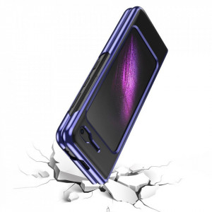 Прозрачен твърд калъф с цветна рамка Plating - Samsung Galaxy Fold син - Img 3