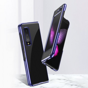 Прозрачен твърд калъф с цветна рамка Plating - Samsung Galaxy Fold син - Img 11