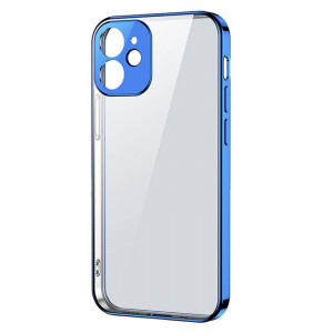 Прозрачен ултратънък гръб JOYROOM New Beauty с цветна рамка - iPhone 12 Pro син - Img 1