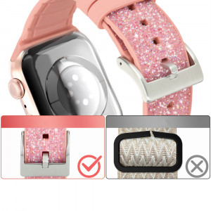 Силиконова каишка с кристали KINGXBAR Crystal - Apple Watch 40mm SE / 40mm Series 6 / 40mm Series 5 / 40mm Series 4 / 38mm Series 3 / 38mm Series 2 розов - Img 4