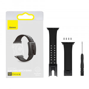 Силиконова каишка Baseus Slip-Thru - Apple Watch 40mm SE / 40mm Series 6 / 40mm Series 5 / 40mm Series 4 / 38mm Series 3 (LBWSE-01) черен - Img 19