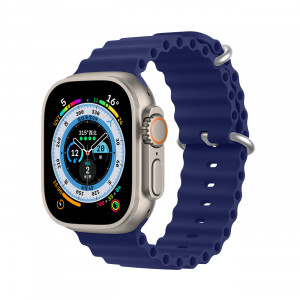 Силиконова каишка Dux Ducis OceanWave - Watch Apple Watch 41mm Series 9 / 41mm Series 8 / 41mm Series 7 / 40mm Series 6 / 40mm SE / 40mm Series 5 / 40mm Series 4 / 38mm Series 3 / 38mm Series 2 / 38mm (1st gen) тъмносин - Img 1