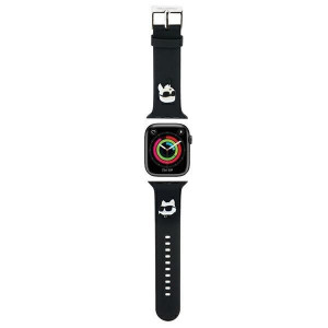 Силиконова каишка Karl lagerfeld 3D Rubber Karl & Choupette Heads strap - Apple Watch 41mm Series 9 / 41mm Series 8 / 41mm Series 7 / 40mm Series 6 / 40mm SE / 40mm Series 5 / 40mm Series 4 / 38mm Series 3 / 38mm Series 2 / 38mm (1st gen) черен