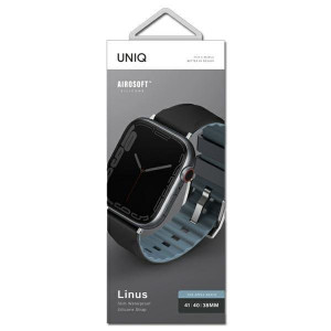 Силиконова каишка UNIQ Linus - Apple Watch 41mm Series 9 / 41mm Series 8 / 41mm Series 7 / 40mm Series 6 / 40mm SE / 40mm Series 5 / 40mm Series 4 / 38mm Series 3 / 38mm Series 2 / 38mm (1st gen) черен - Img 3