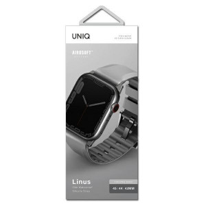 Силиконова каишка UNIQ Linus - Apple Watch Ultra 49mm / Ultra 2 49mm / 45mm Series 9 / 45mm Series 8 / 45mm Series 7 / 44mm SЕ (2nd gen) / 44mm SE / 44mm Series 6 / 44mm Series 5 / 44mm Series 4 сива - Img 3