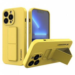Силиконов гръб със стойка WOZINSKY Kickstand - iPhone 13 Pro Max жълт - Img 1