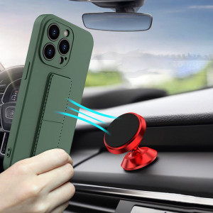 Силиконов гръб със стойка WOZINSKY Kickstand - iPhone 13 Pro Max син - Img 4