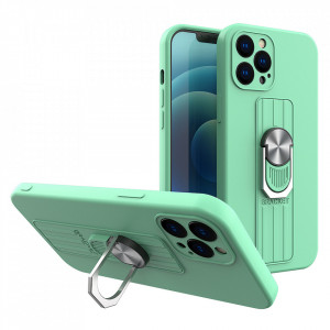 Силиконов гръб с държач-стойка Ring - iPhone 12 Pro Max мента - Img 1