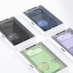 Силиконов гръб с подвижно покритие за камерата NILLKIN CamShield Silky Silicone - iPhone 14 среднощно синьо - Img 16