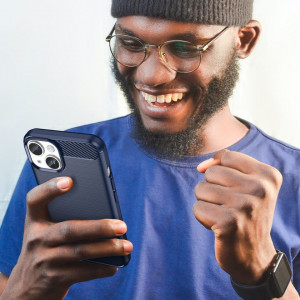 Силиконов гръб Carbon - iPhone 14 син - Img 7