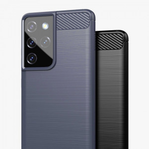 Силиконов гръб Carbon - Samsung Galaxy S21 Ultra 5G син - Img 2