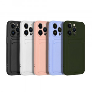 Силиконов гръб Card с портфейл за документи - iPhone 15 Pro бял - Img 10