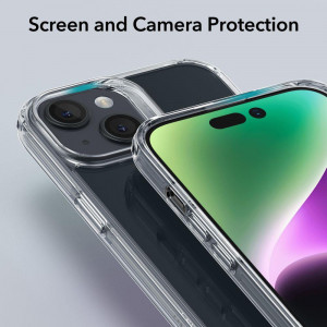 Стъклен гръб с подсилени силиконови ръбове ESR Ice Shield - iPhone 15 Plus прозрачен - Img 4