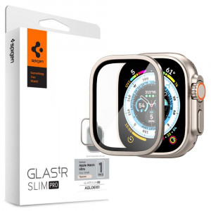 Стъклен протектор с метална рамка SPIGEN Tr Slim Pro - Apple Watch Ultra 49mm / Ultra 2 49mm TITANIUM - Img 1