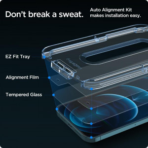 2 бр. закален стъклен протектор SPIGEN TR Ez Fit с инструмент за поставяне - iPhone 12 Pro Max - Img 11