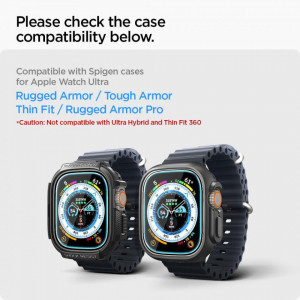 2 бр. стъклен протектор с инструмент за поставяне SPIGEN TR Ez Fit - Apple Watch Ultra 49mm / Ultra 2 49mm прозрачен - Img 6