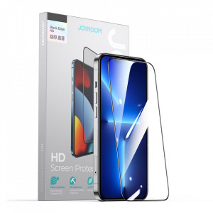 2.5D закален стъклен протектор с пълно покритие JOYROOM Knight - iPhone 13 Pro Max / 14 Plus с черна рамка (JR-H03) - Img 1