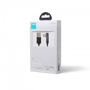 90° кабел за зареждане и данни с оплетка JOYROOM USB Type A към USB Type C с бързо зареждане 3A 1.2m черен (S-UC027A6) - Img 5
