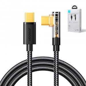 90° кабел за зареждане и данни с оплетка JOYROOM USB Type C към USB Type C с бързо зареждане 100W 1.2m черен (S-CC100A6) - Img 3