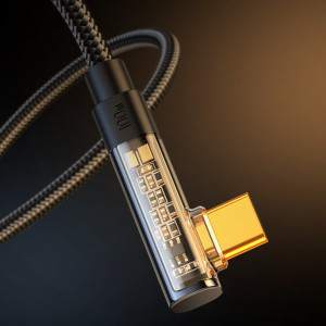 90° кабел за зареждане и данни с оплетка JOYROOM USB Type C към USB Type C с бързо зареждане 100W 1.2m черен (S-CC100A6) - Img 13