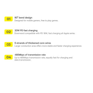 90° кабел за зареждане и данни BASEUS MVP 2 USB Type C към Lightning с бързо зареждане 20W 1m черен / червен - Img 18
