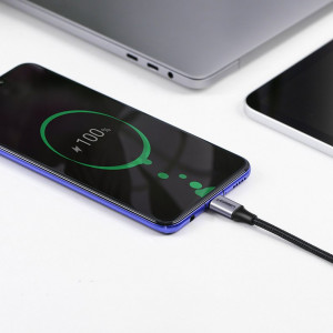 90° кабел за зареждане и данни UGREEN USB Type C към USB Type C Power Delivery 60 W 20 V 3A 2m черен / сив (US255 50125) - Img 6