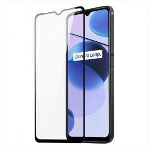 9D закален стъклен протектор с пълно покритие DUX DUCIS съвместим с гръб - Realme C35 с черна рамка - Img 1