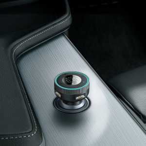 Bluetooth 5.0 FM трансмитер за кола BASEUS Enjoy Car с два USB порта за зареждане и мини жак 3.5mm 3.4A (LED дисплей) (CCLH-01) черен - Img 9