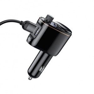 Bluetooth FM трансмитер за кола BASEUS S-06 с 2 порта USB Type A (Overseas Edition) черен - Img 4