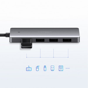 USB хъб UGREEN USB Type C към 4x USB Type A 3.2 Gen.1 и USB Type C Power Delivery (CM219 70336) сив - Img 8