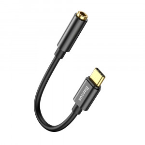 Адаптер за слушалки BASEUS L54 USB Type C към мини жак 3.5mm DAC конвертор, 24 bit, 48 KHz (CATL54-01) черен - Img 1