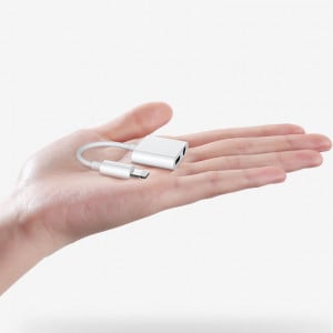 Адаптер за слушалки JOYROOM Lightning към Lightning аудио / Lightning за зареждане (S-Y104) бял - Img 3