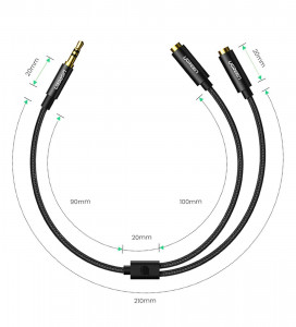 Аудио сплитер UGREEN AV123 жак 3.5mm (мъжко) към 2х жак 3.5mm (женско) 0.2m черен - Img 6