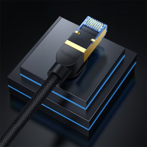 Бърз интернет кабел с оплетка BASEUS RJ45 cat.7 10Gb/s 25m черен - Img 8