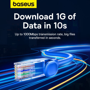 Бърз интернет кабел BASEUS High Speed cat.6 RJ45 1000Mb/s 0.5m син - Img 13
