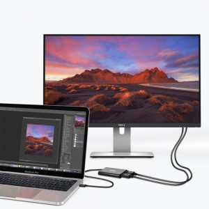 Видео адаптер CHOETECH USB Type C (Thunderbolt 3 40Gbps) към 2x DisplayPort 4K, 60Hz, (HUB-D03) черен - Img 4