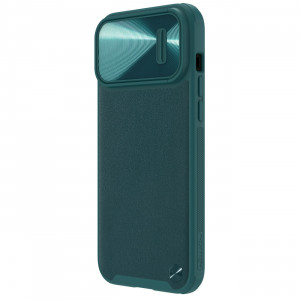 Гръб от естествена кожа с подвижно покритие за камерата NILLKIN CamShield Leather S - iPhone 14 Pro Max зелен - Img 3